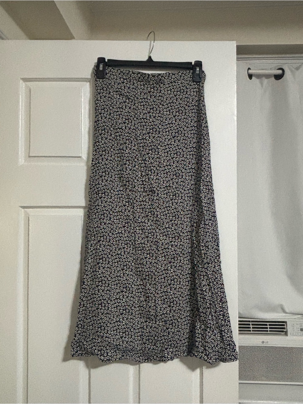 Reformation Black Floral Midi Skirt